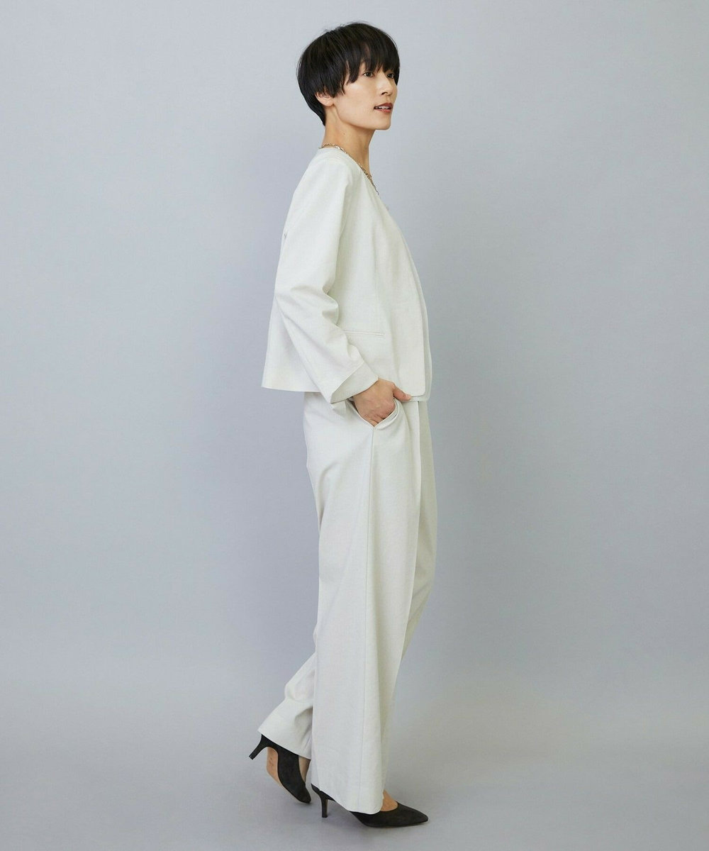 MOGA スタイリスト戸野塚かおるコラボ ドライリネンストレッチストレートパンツ キナリ