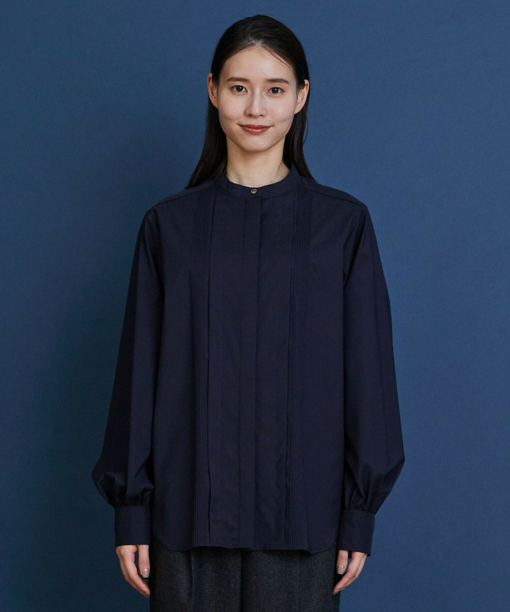 L'EQUIPE COUTURIER super120'sテクノストレッチブラウス ネイビー