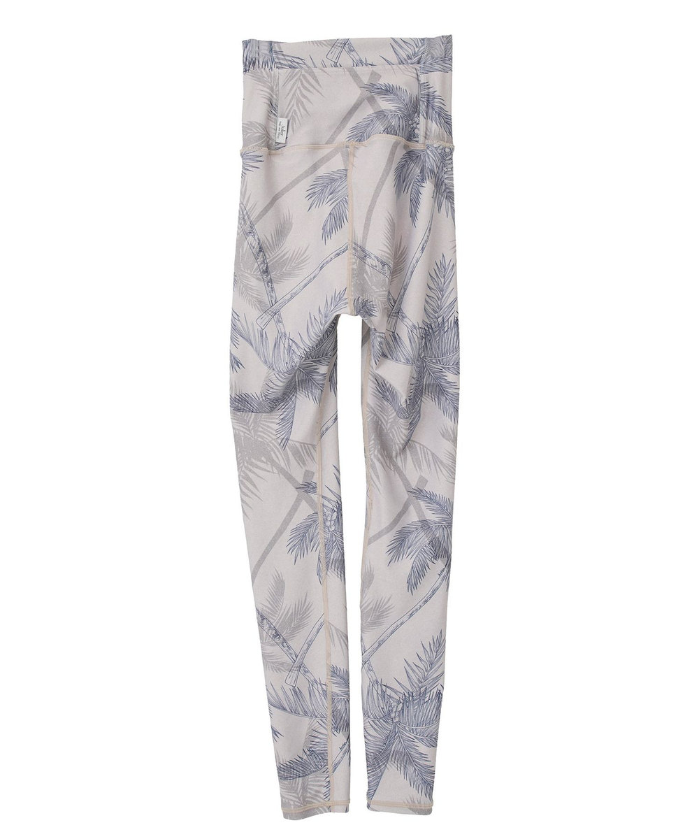 Julier palm treeプリントスーパーハイレギンス/UVカット・吸汗速乾・ホットヨガ対応・水着・水陸両用 ベージュ