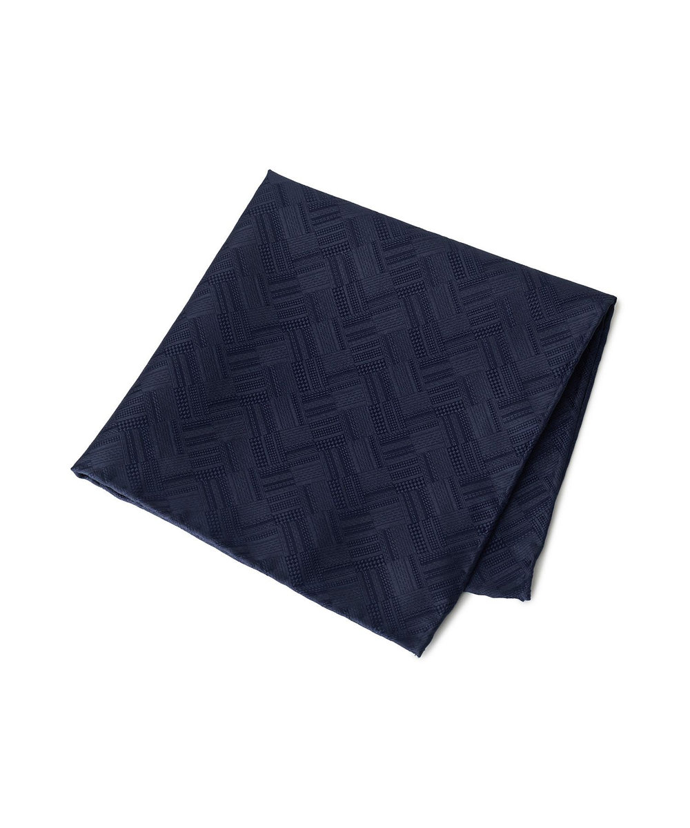 MEN'S BIGI ジオメトリック柄 シルクチーフ ネイビー