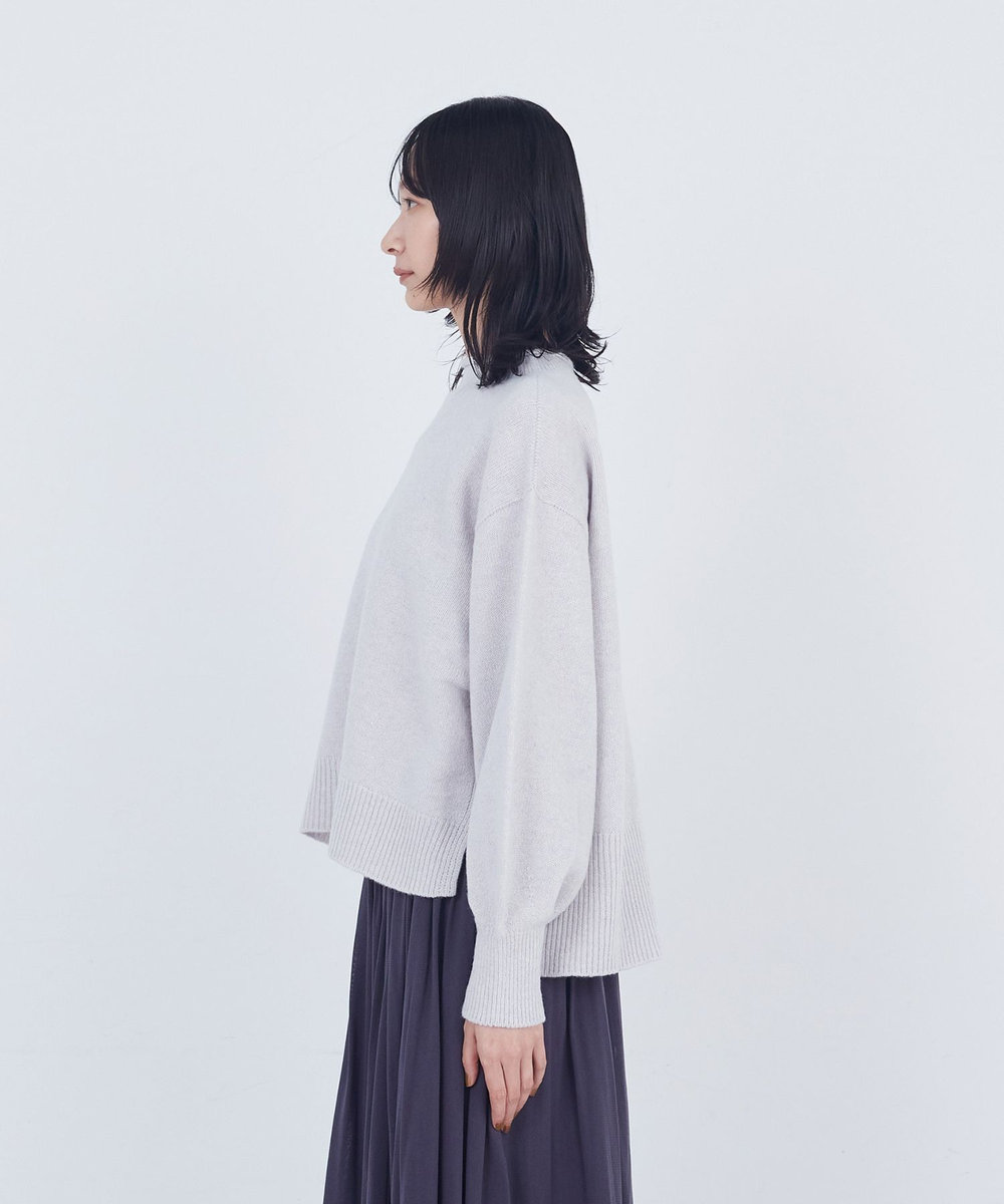 ADIEU TRISTESSE ロールカラーパフスリーブニット ライトグレー