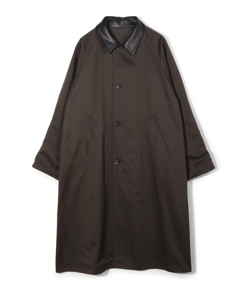 MEN'S BIGI 【50th Anniv . 中田 慎介】 COTTON TWILL x WOOL HOUND'S TOOTH REVERSIBLE COAT ブラウン