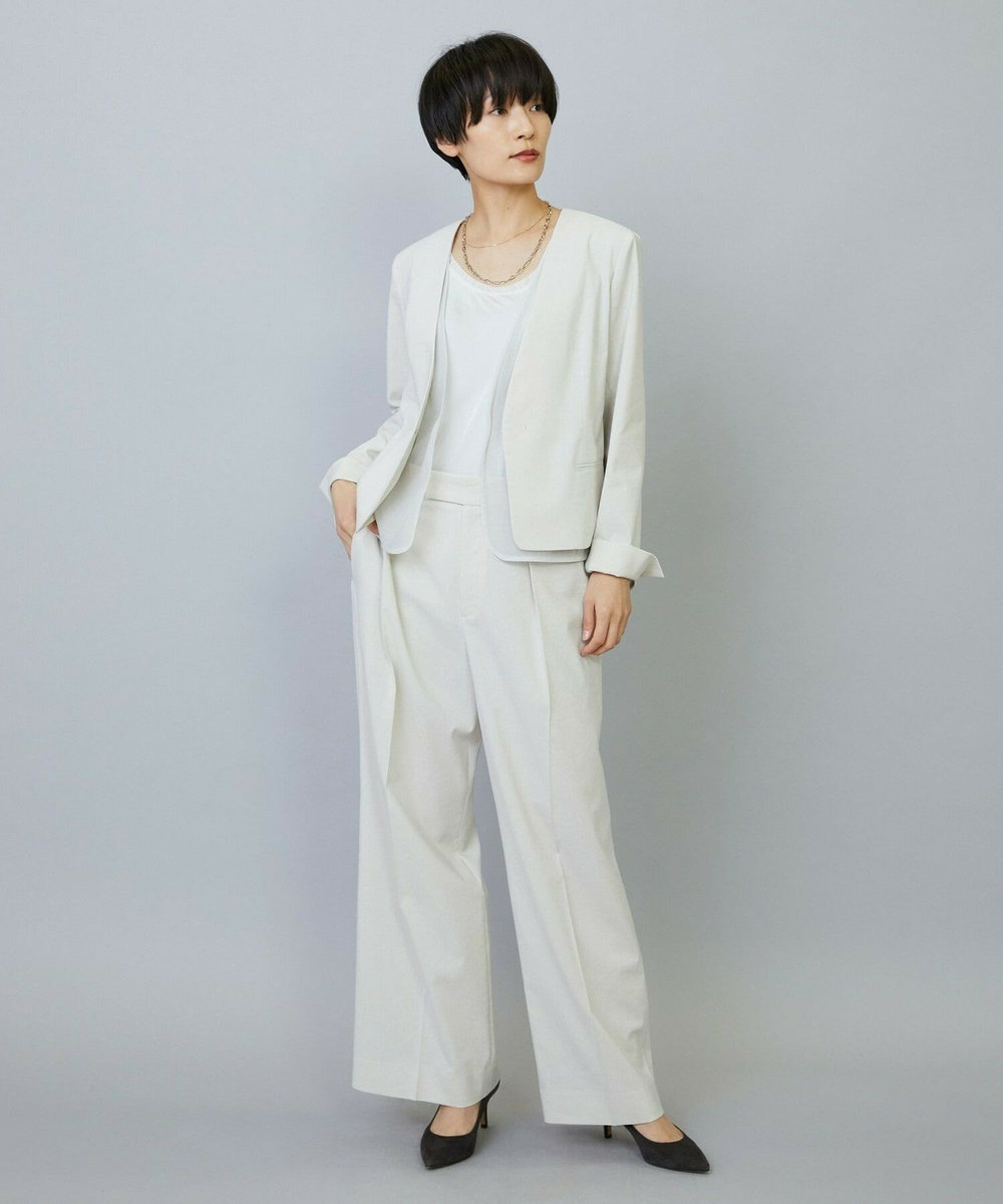 MOGA スタイリスト戸野塚かおるコラボ ドライリネンストレッチストレートパンツ キナリ