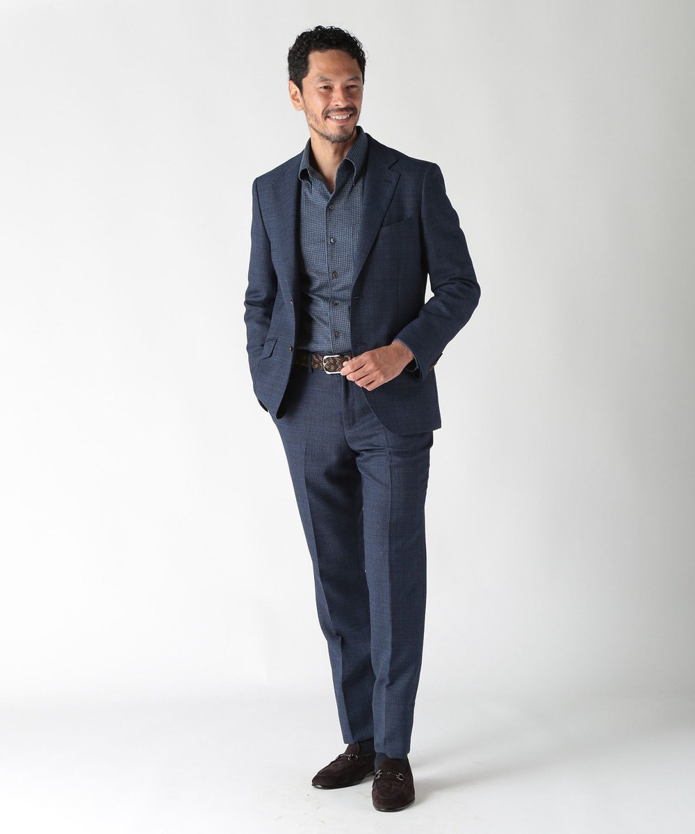 MEN'S BIGI 【ACTIVE TAILOR】ミックスヤーンスラックス ネイビー