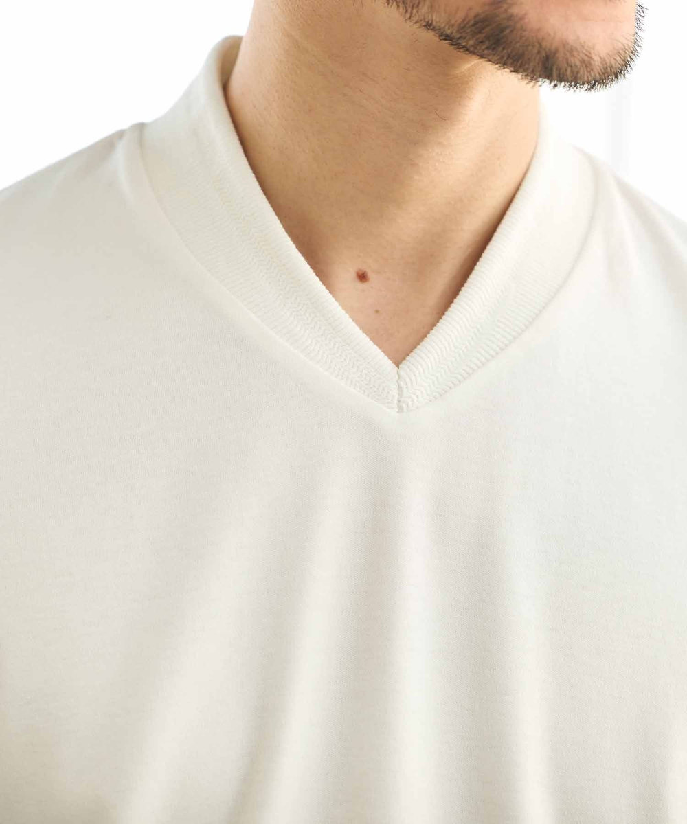 UNION STATION シルケットスムースVネックテーラーTシャツ ホワイト