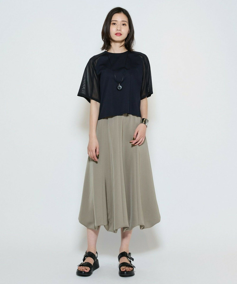 L'EQUIPE シアーコンビジャージハーフスリーブカットソー ネイビー