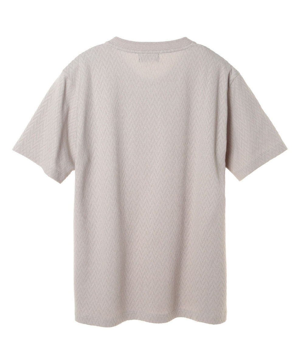 MEN'S BIGI シェブロン柄リンクスジャカードTシャツ<接触冷感><抗菌防臭> グレー