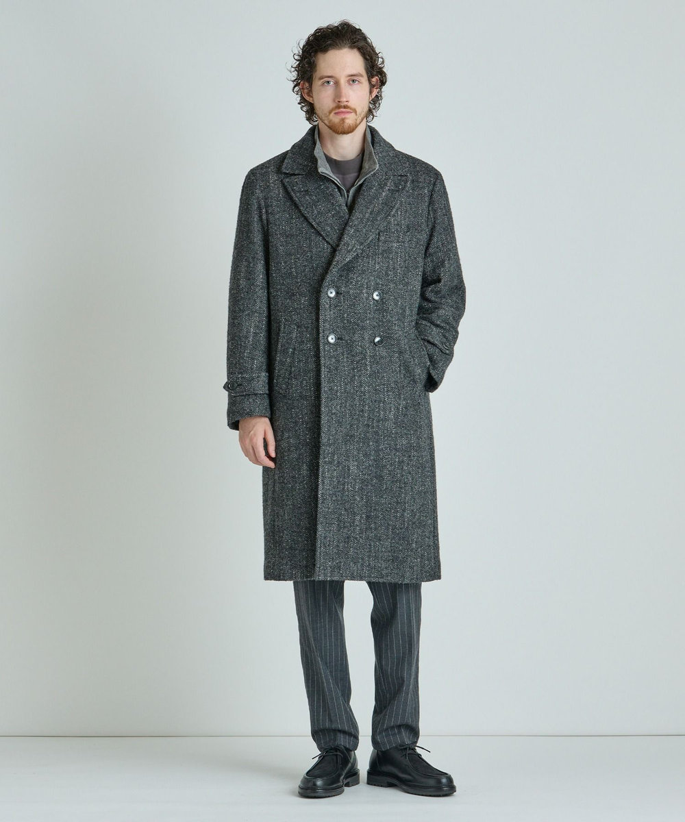 MEN'S BIGI ヴィンテージツイードダブルブレステッドコート グレー