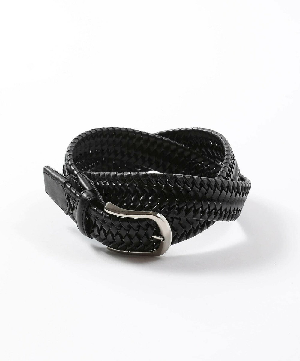 MEN'S BIGI 【DOMODOSSOLA】レザーメッシュプレーンベルト ブラック