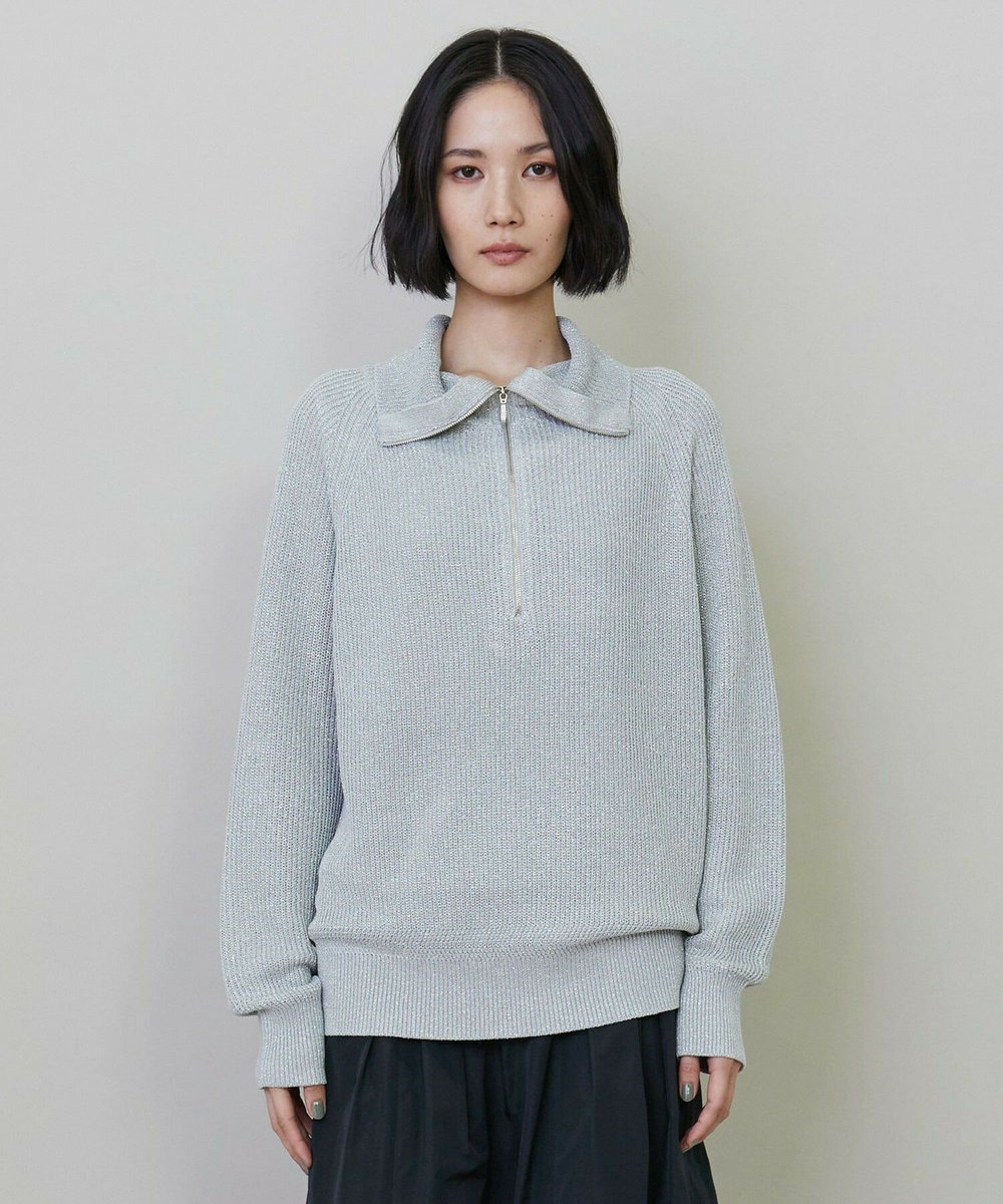 L'EQUIPE ラメハーフZIPニット グレー