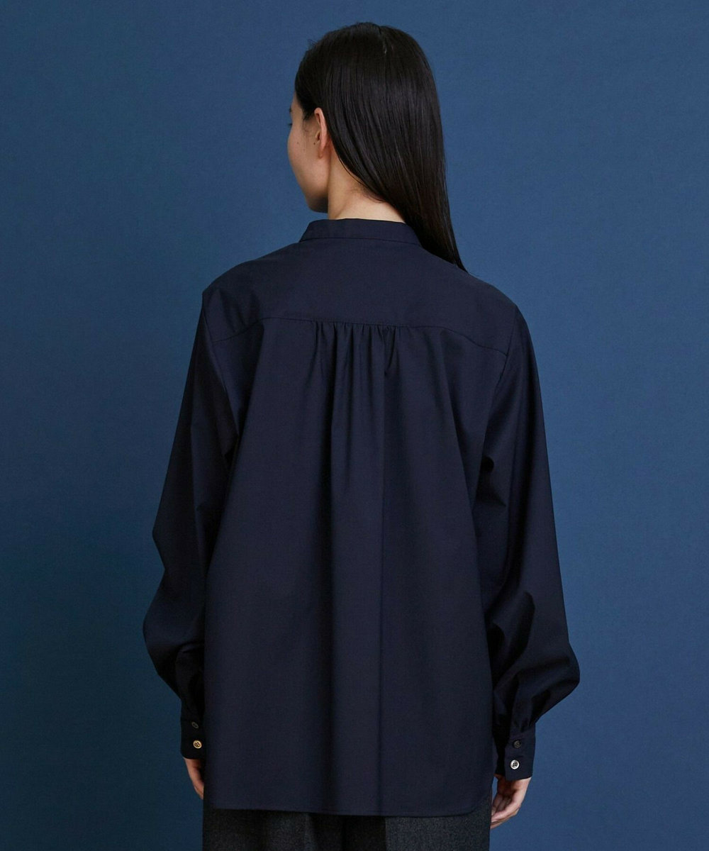 L'EQUIPE COUTURIER super120'sテクノストレッチブラウス ネイビー