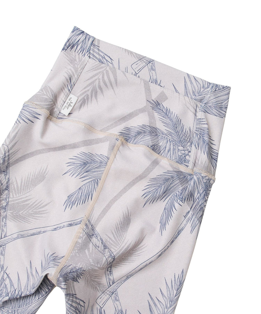 Julier palm treeプリントスーパーハイレギンス/UVカット・吸汗速乾・ホットヨガ対応・水着・水陸両用 ベージュ