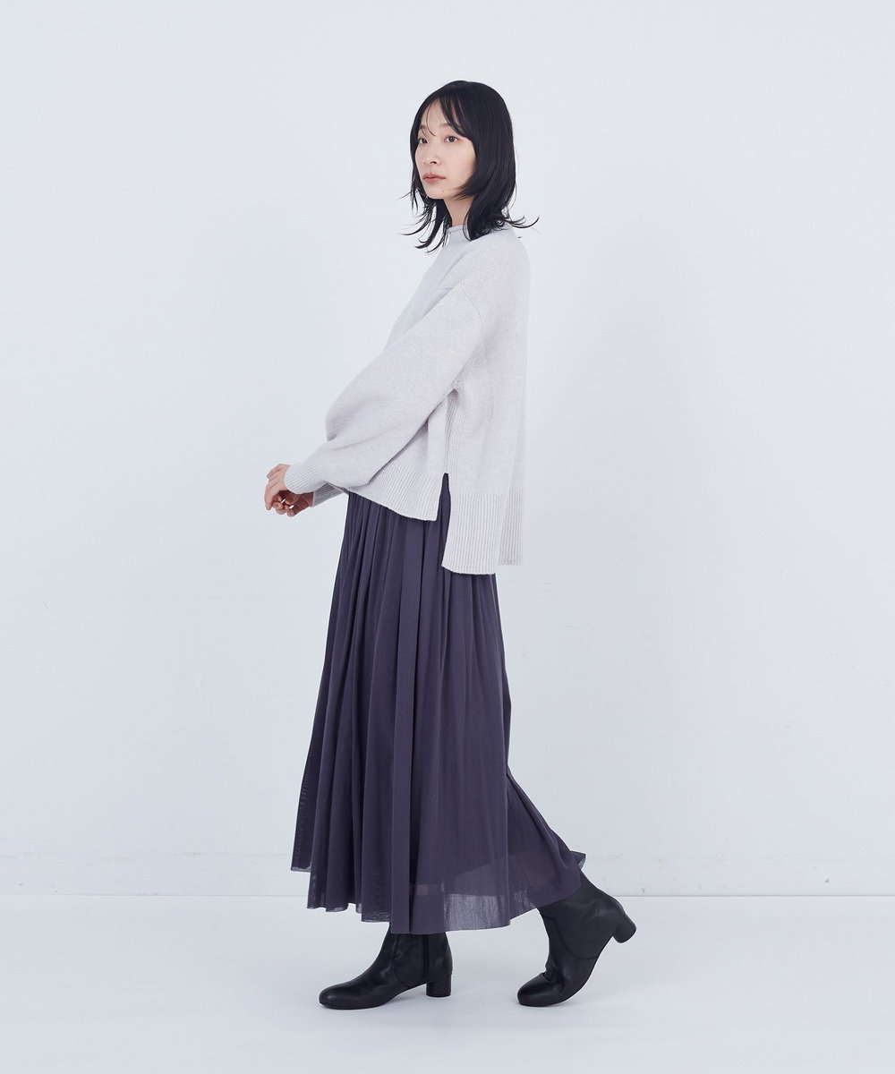 ADIEU TRISTESSE ロールカラーパフスリーブニット ライトグレー