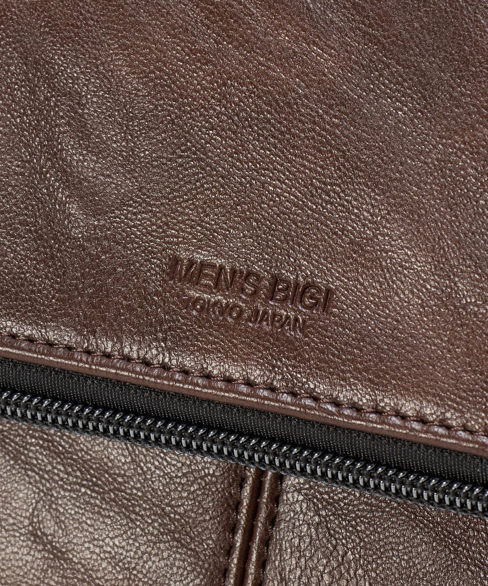 MEN'S BIGI 2WAY ミニマルフェイクレザークラッチバッグ ダークブラウン