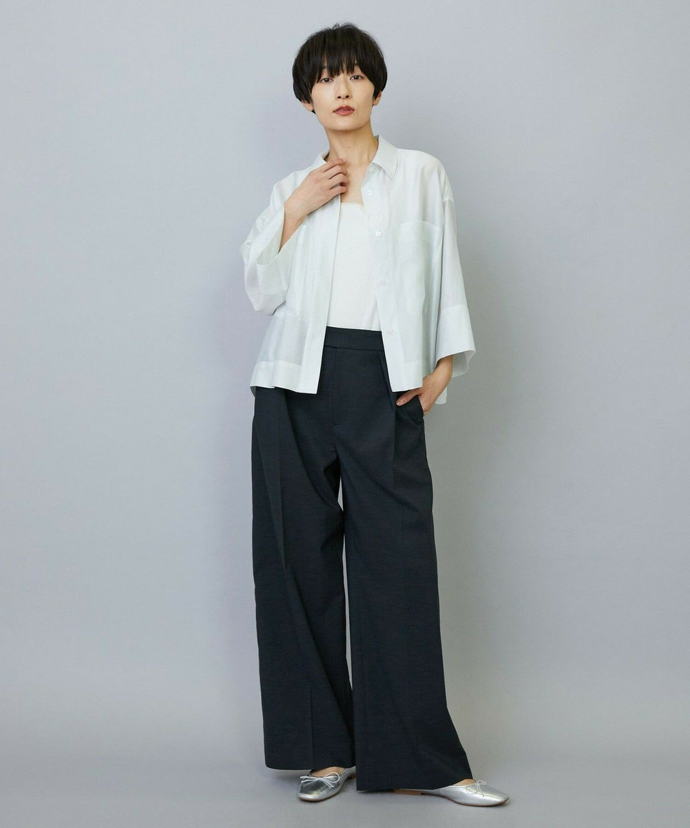 MOGA スタイリスト戸野塚かおるコラボ ドライリネンストレッチストレートパンツ スミクロ