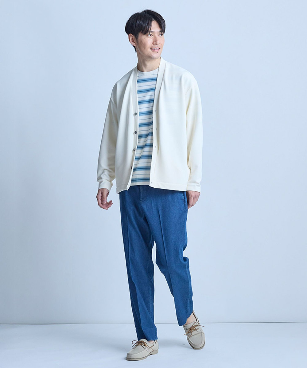 UNION STATION 【WEB限定】ストレッチリップルカーディガン＜ストレッチ・マシンウォッシャブル＞ オフホワイト