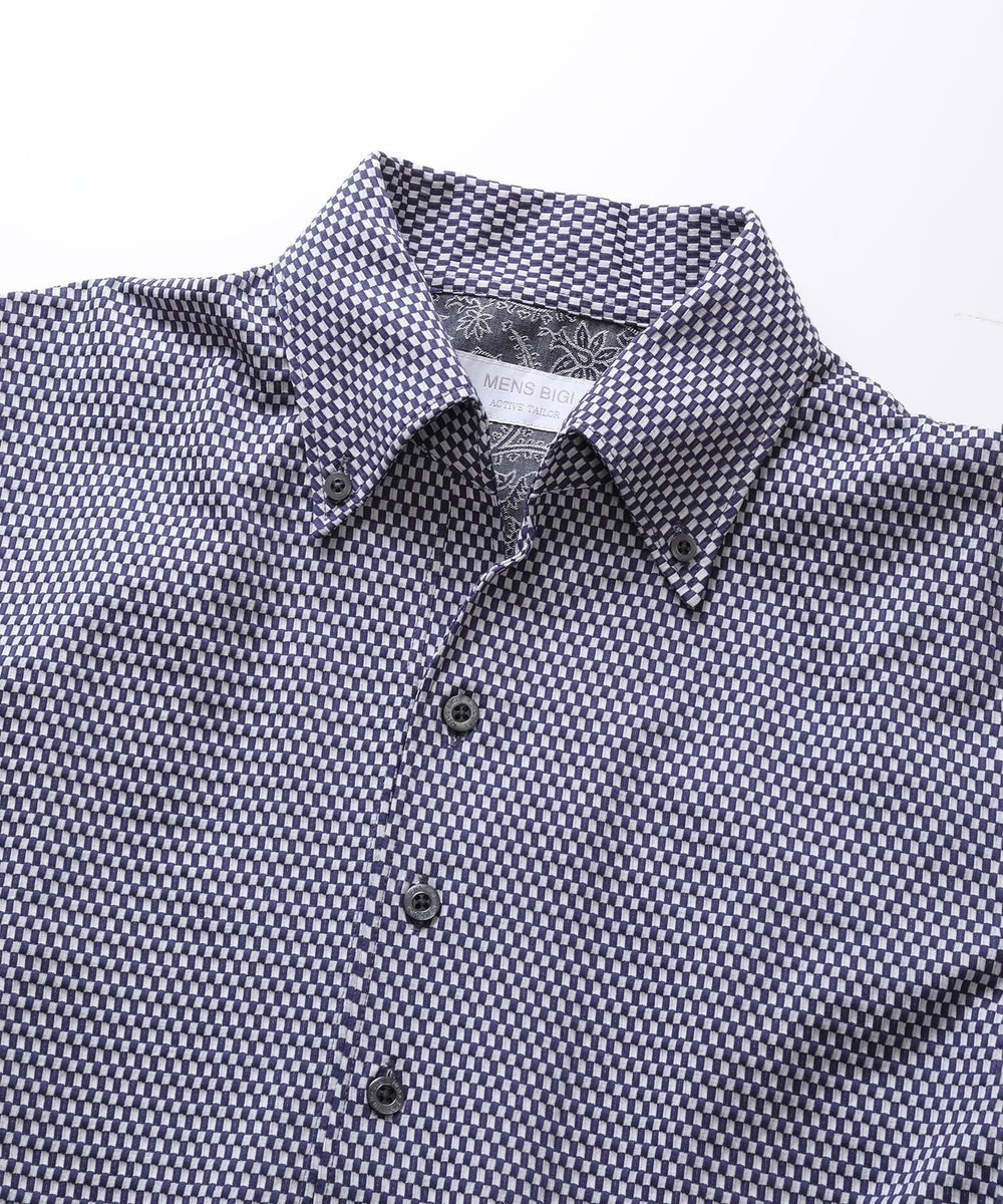 MEN'S BIGI 【ACTIVE TAILOR】COOL MAXサッカー織りワンピースカラーポロシャツ ブルー