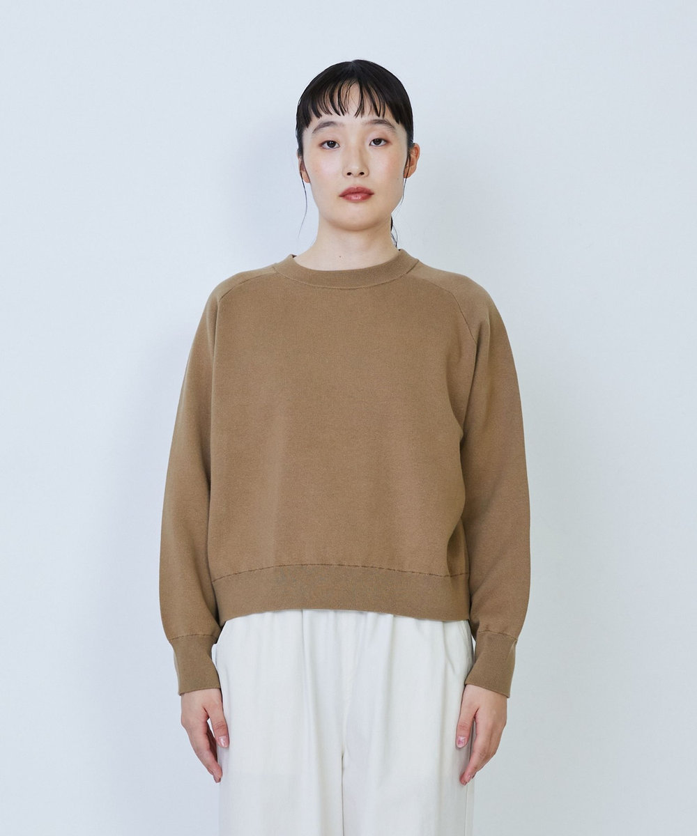 LOISIR コットン接結編みニットプルオーバー モカ