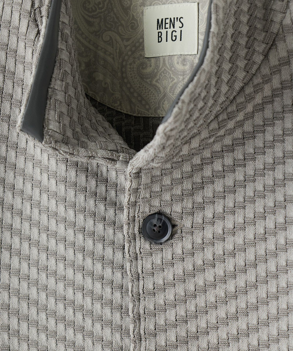 MEN'S BIGI ブリスターニットジャカード スタンドジャケット グレー系その他
