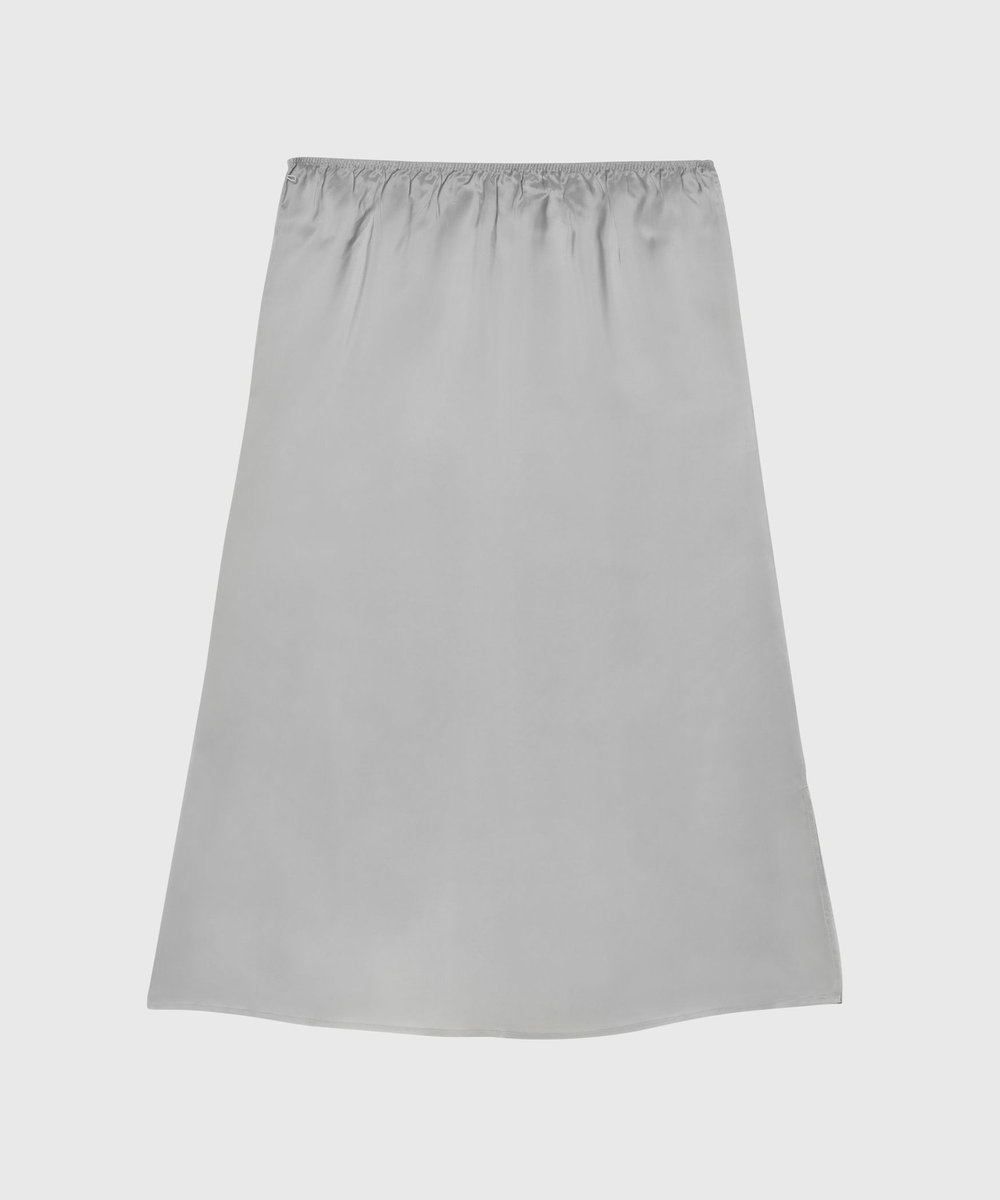 DÉPAREILLÉ SILK POLYESTER TIERED PLEATS SKIRT / シルクポリエステルティアードプリーツスカート グレー