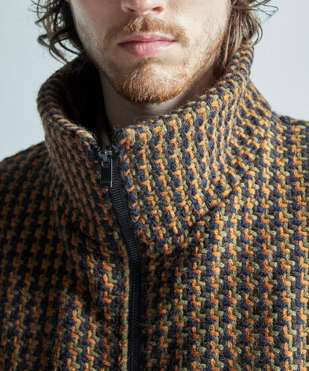 MEN'S BIGI 【John Branigan/ジョン・ブラニガン】別注チェック柄ニット風ブルゾン ブラウン