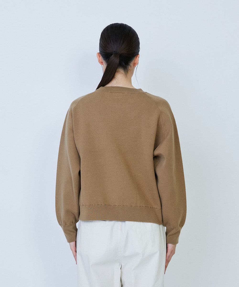 LOISIR コットン接結編みニットプルオーバー モカ