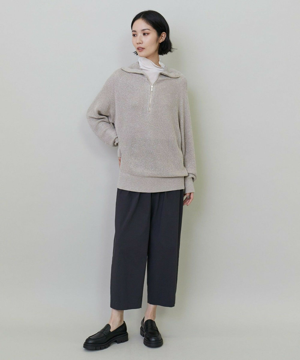 L'EQUIPE ラメハーフZIPニット ベージュ