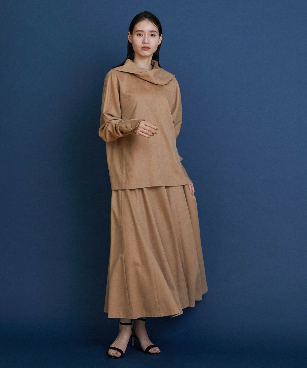 L'EQUIPE COUTURIER ピュアキャメルドレープブラウス キャメル