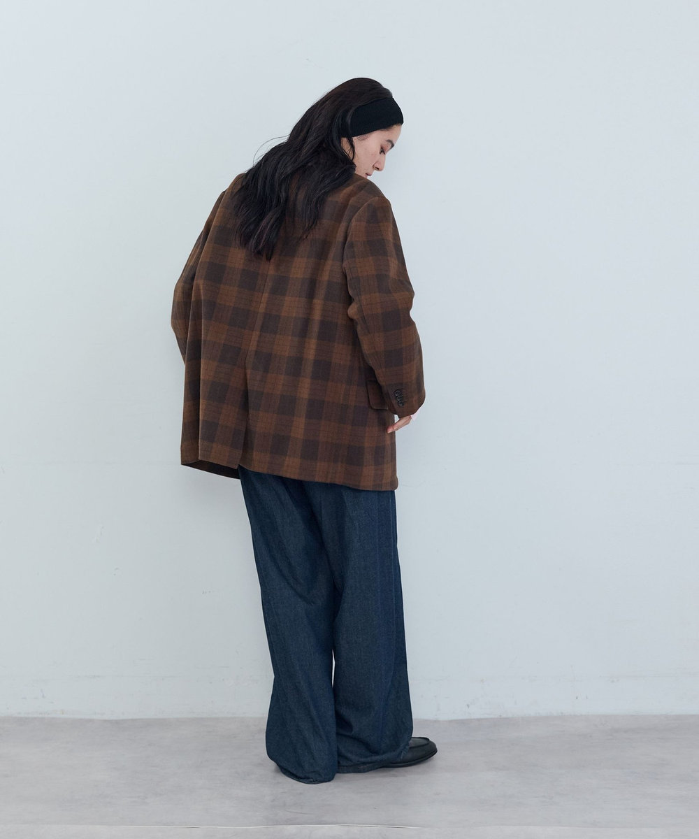 ADIEU TRISTESSE 《石上美津江さんコラボ》ウールチェックジャケット ブラウン系その他