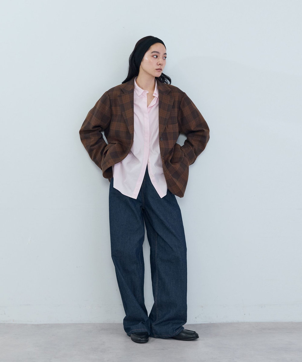 ADIEU TRISTESSE 《石上美津江さんコラボ》ウールチェックジャケット ブラウン系その他