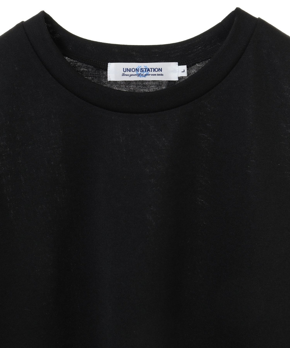 UNION STATION ポンチ切り替えアシンメトリーTシャツ ブラック