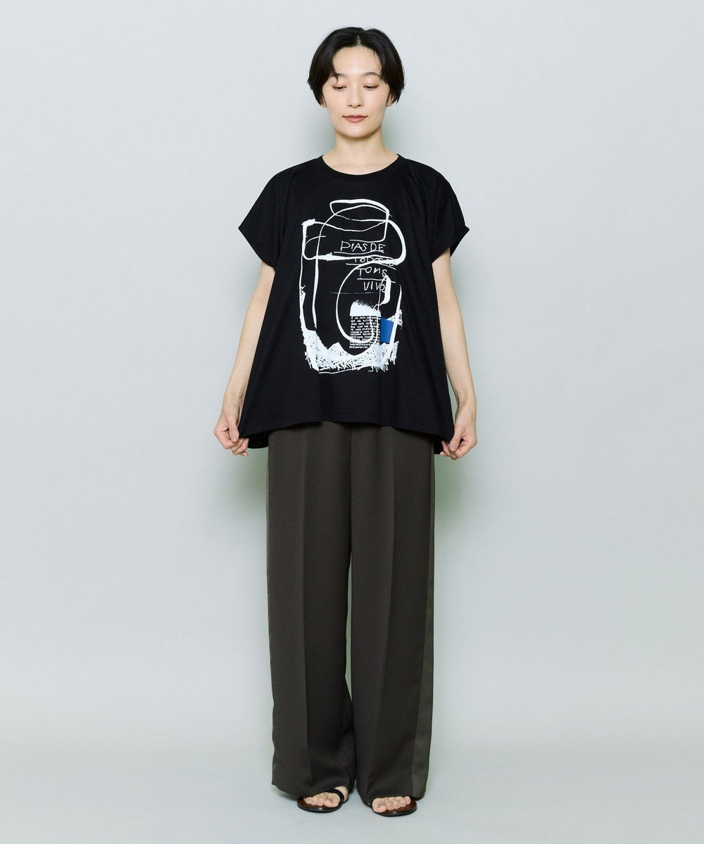 MOGA コットンスムースプリントTシャツ ブラック