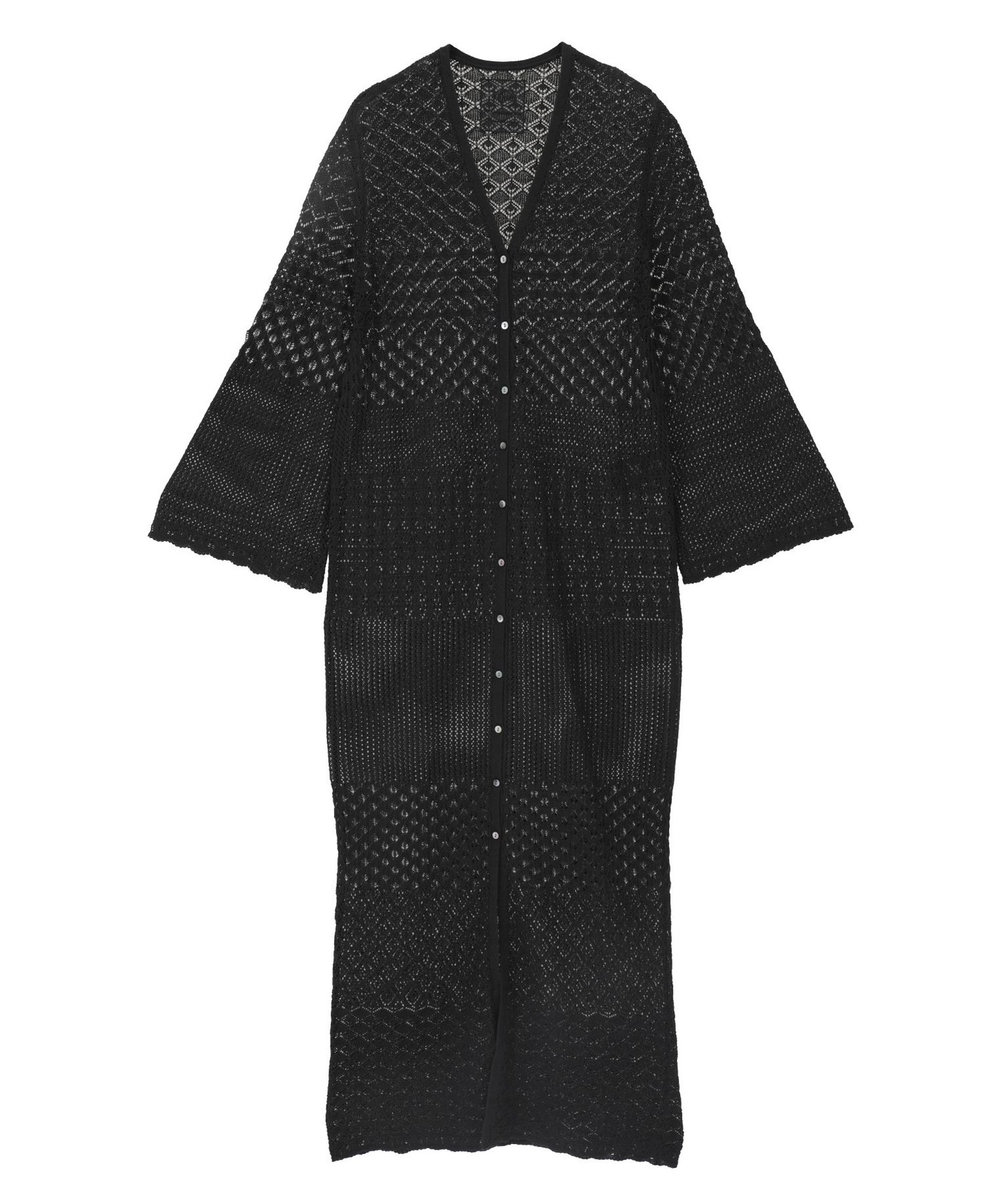 1er Arrondissement クロシェロングニットカーディガン ブラック