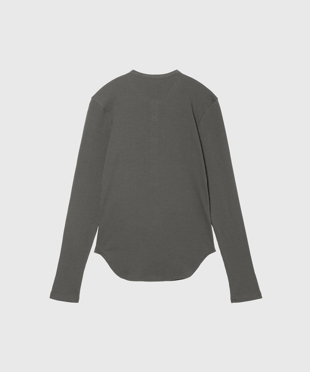 DÉPAREILLÉ ORGANIC COTTON RIB HENRY NECK / オーガニックコットンリブヘンリーネック チャコールグレー