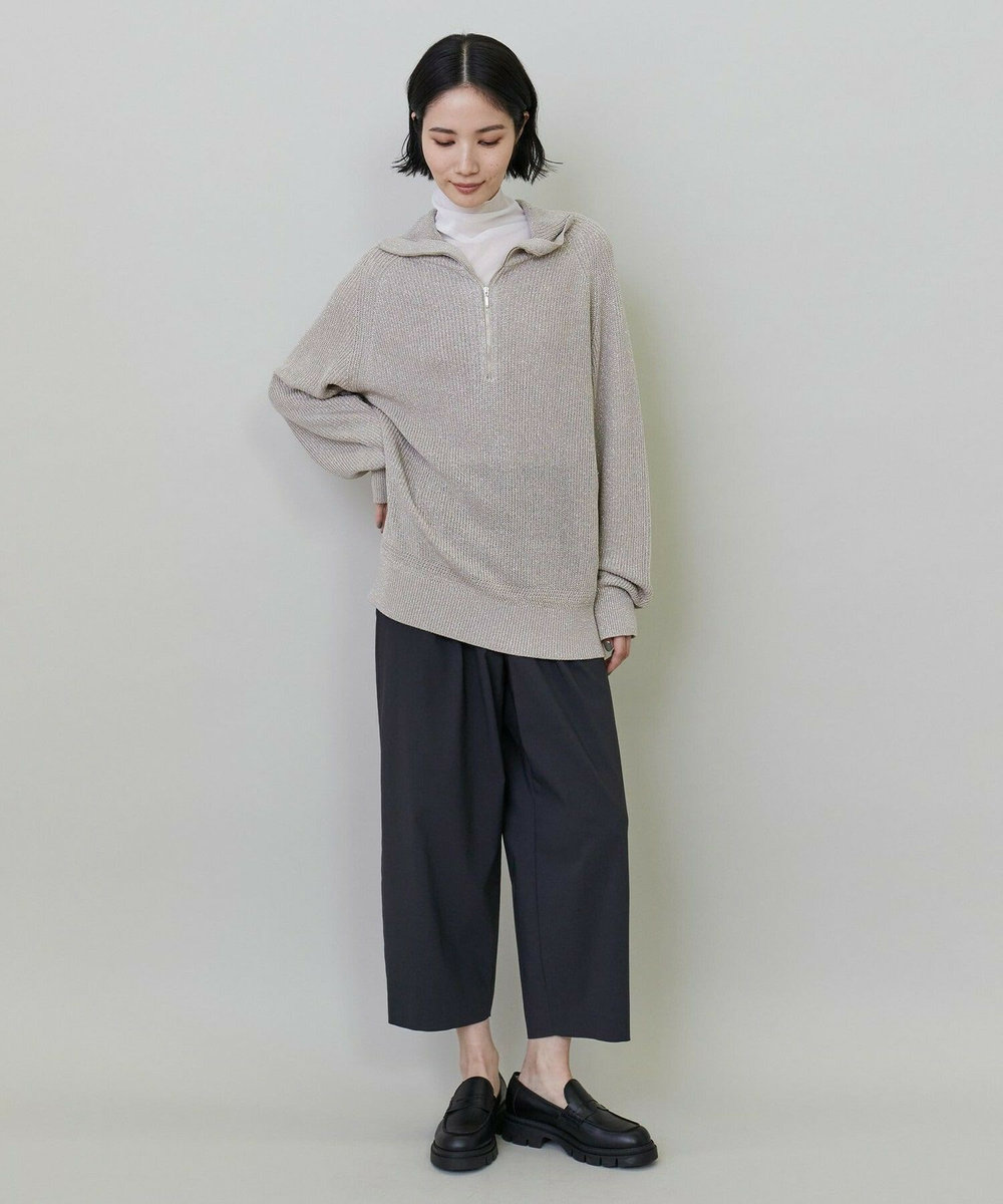 L'EQUIPE ラメハーフZIPニット ベージュ