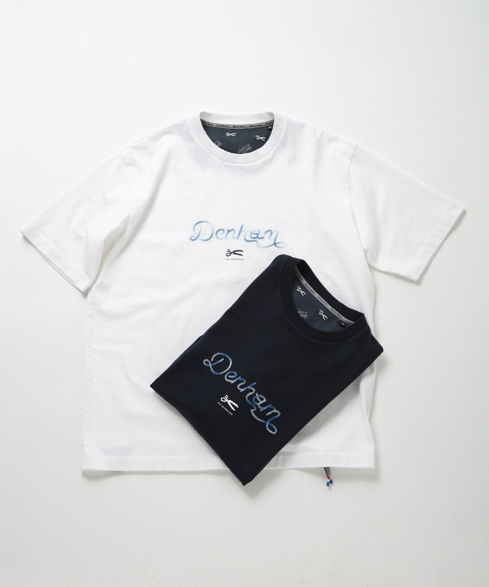 MEN'S BIGI 【DENHAM/デンハム】別注グラデーションロゴ刺繍Tシャツ ホワイト