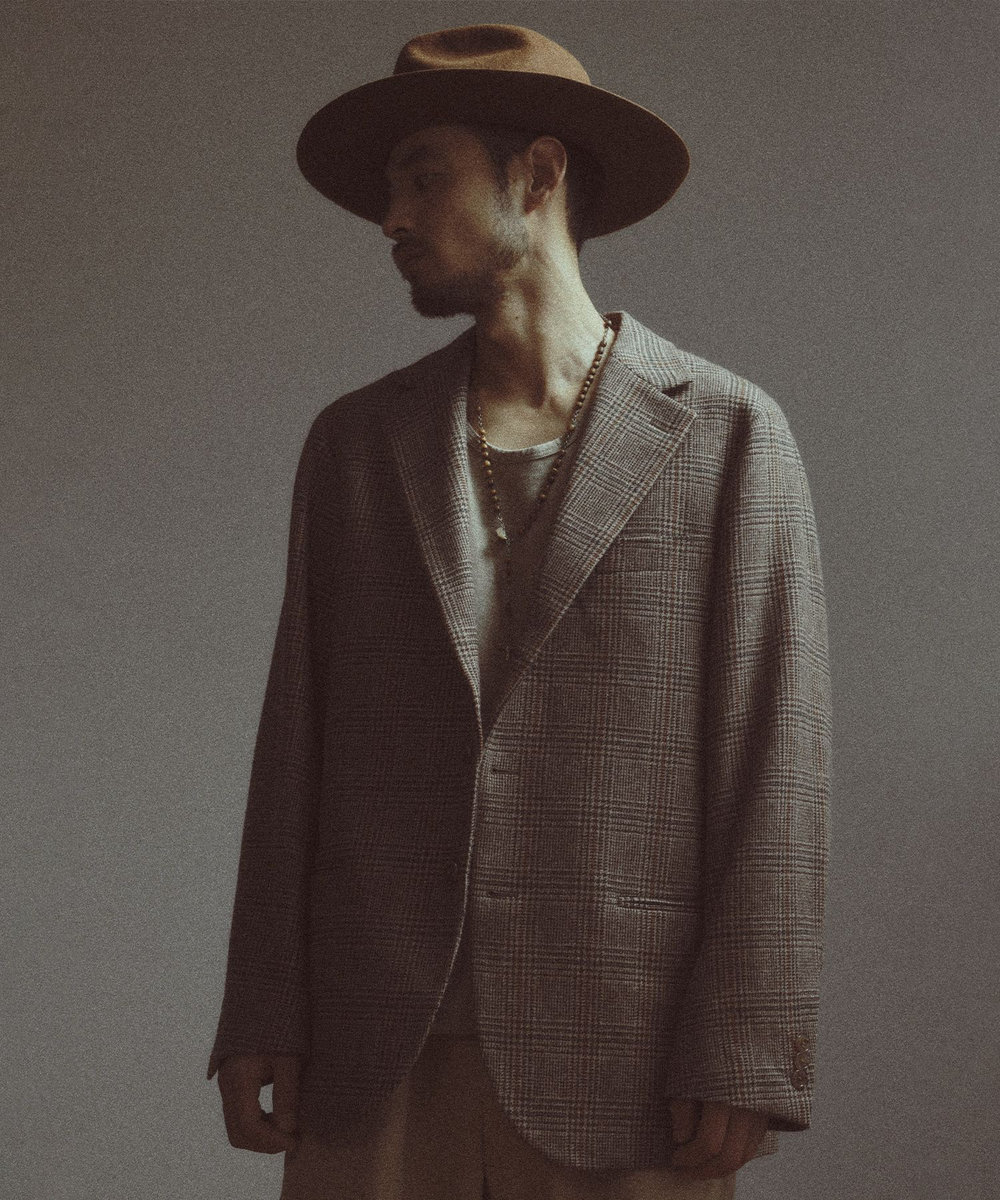 MEN'S BIGI 【BASED ON MEN'S BIGI HERITAGE】グレンチェック リラックス3Bジャケット ブラウン