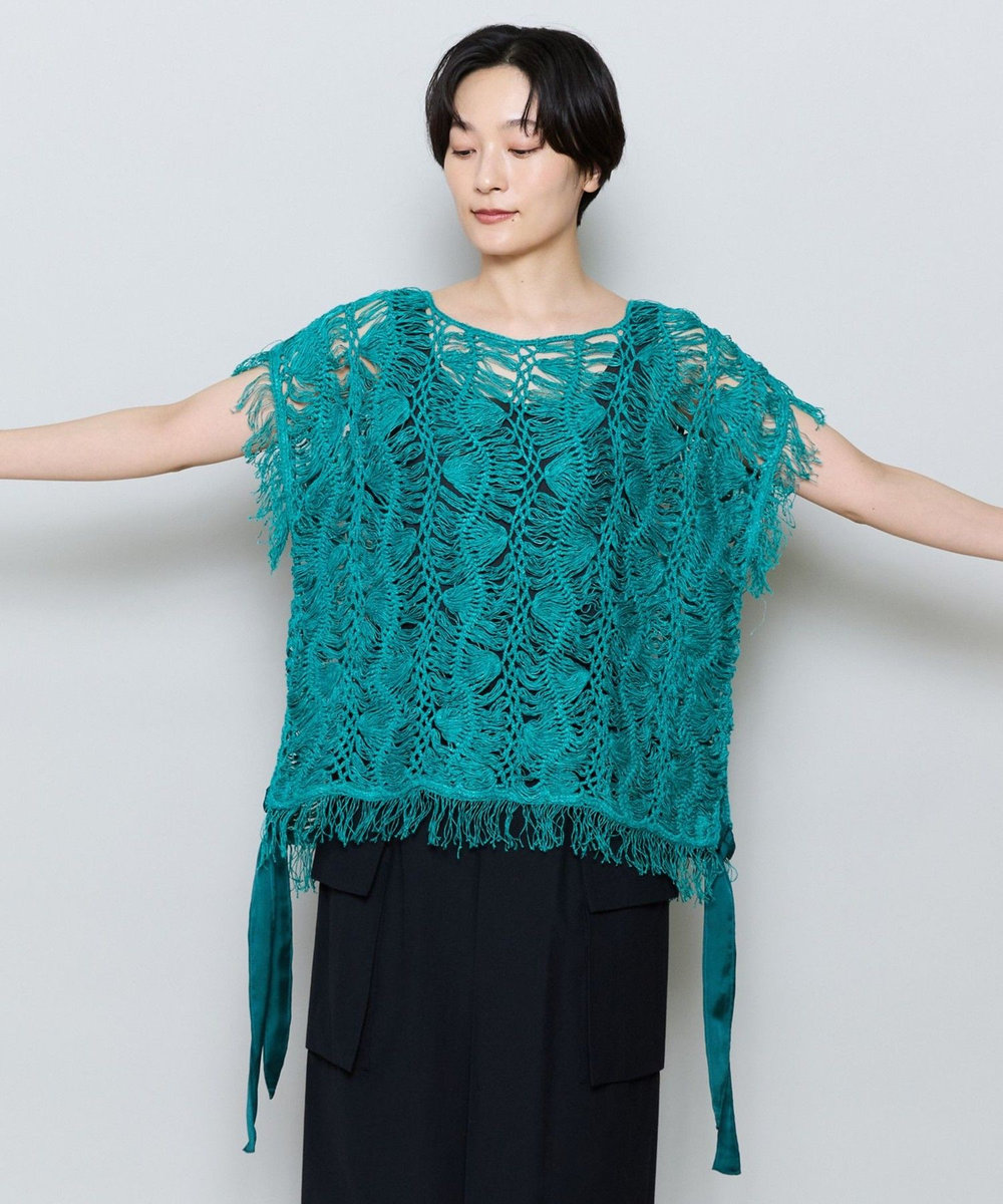MOGA ヘアピンレースニットトップス グリーン