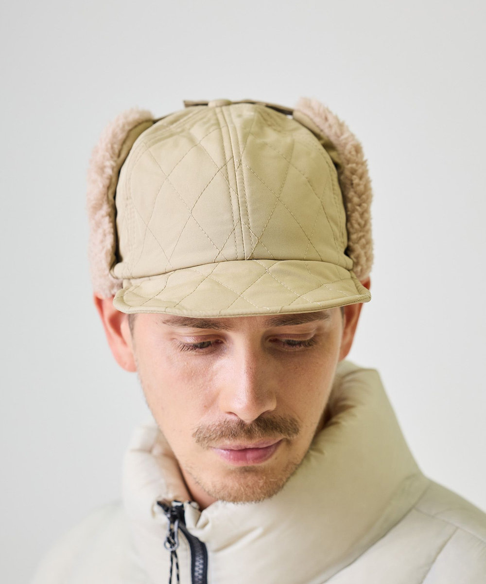 UNION STATION Basiquenti Quilting Short Flap Cap ベージュ