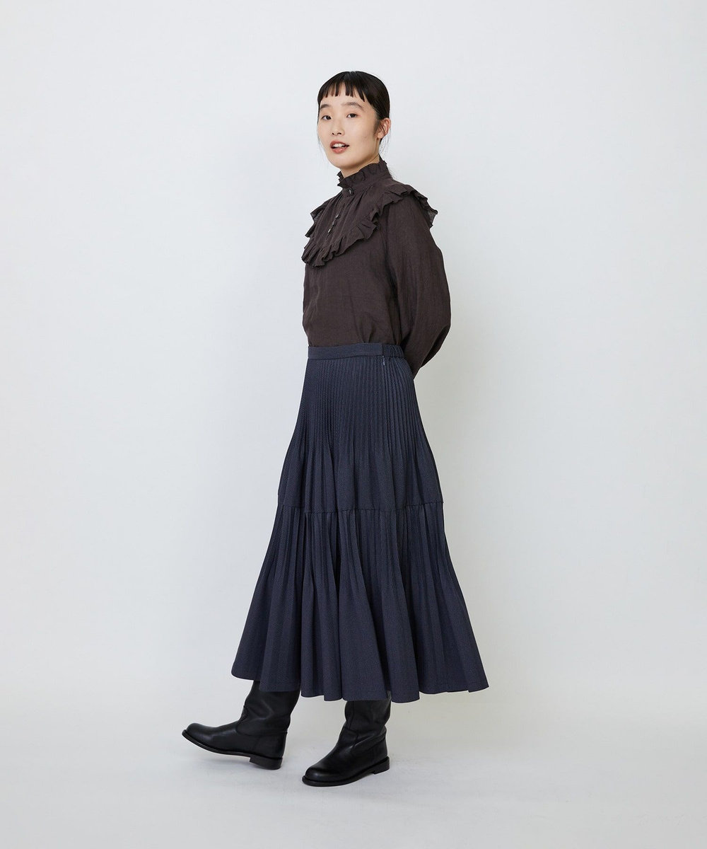 LOISIR エステルガンクラブチェックティアードプリーツスカート ブルー系その他