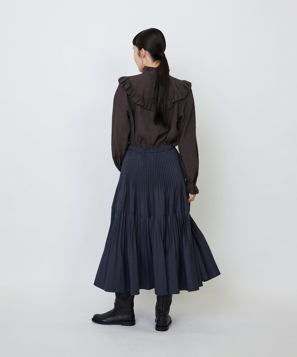 LOISIR エステルガンクラブチェックティアードプリーツスカート ブルー系その他