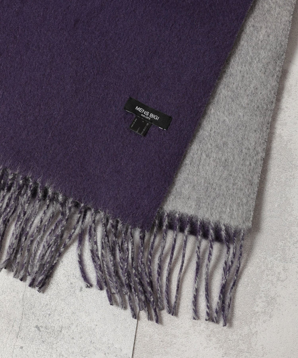 MEN'S BIGI リバーシブルウールマフラー パープル
