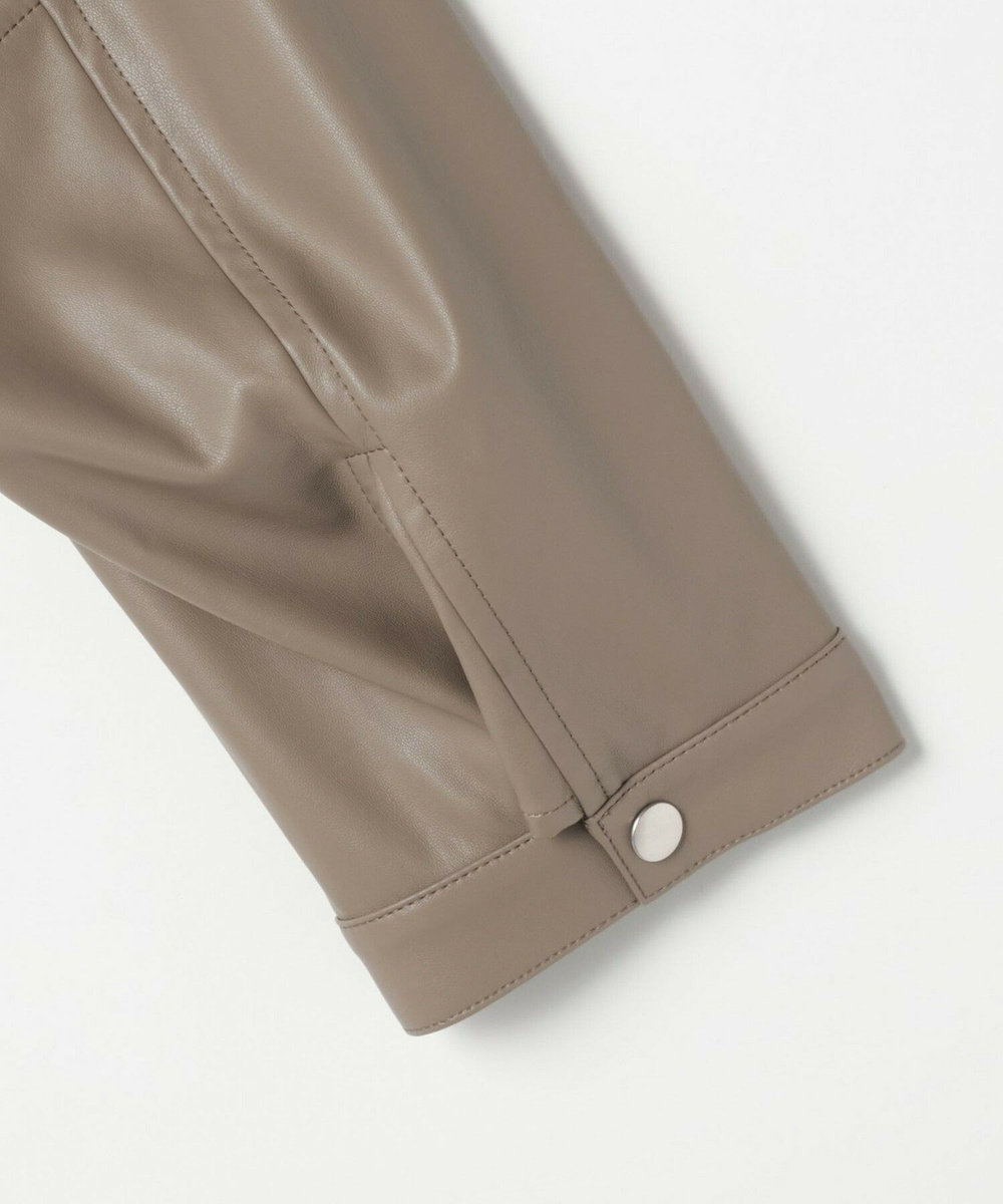 feerique Lサイズ（大きいサイズ） 【大きいサイズ】feerique フェイクレザーストレッチブルゾン モカ
