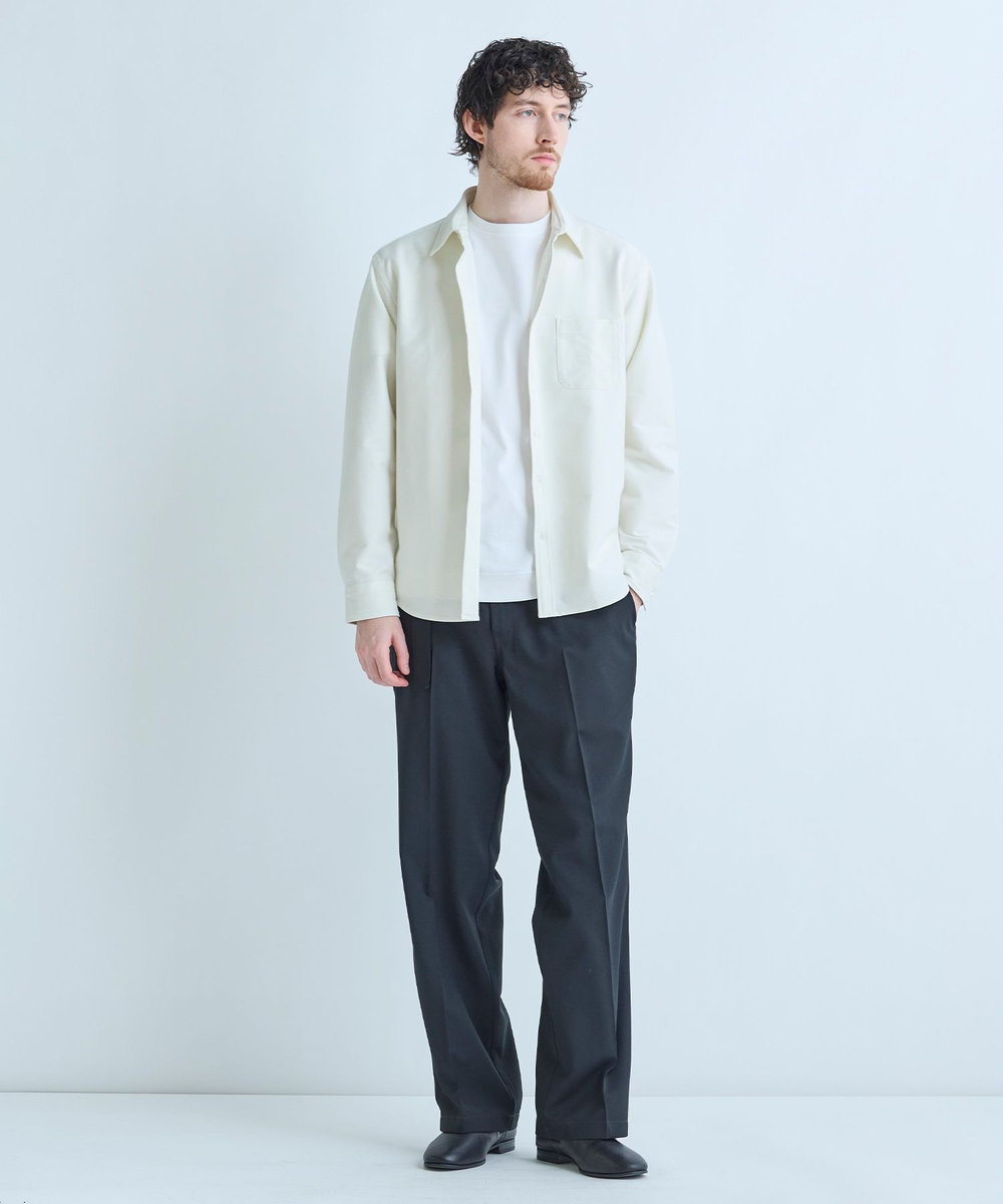 MEN'S BIGI デニムジャージ シャツブルゾン＜ストレッチ＞ ホワイト