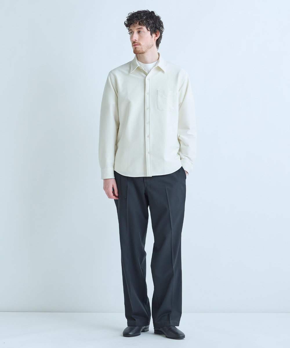 MEN'S BIGI デニムジャージ シャツブルゾン＜ストレッチ＞ ホワイト