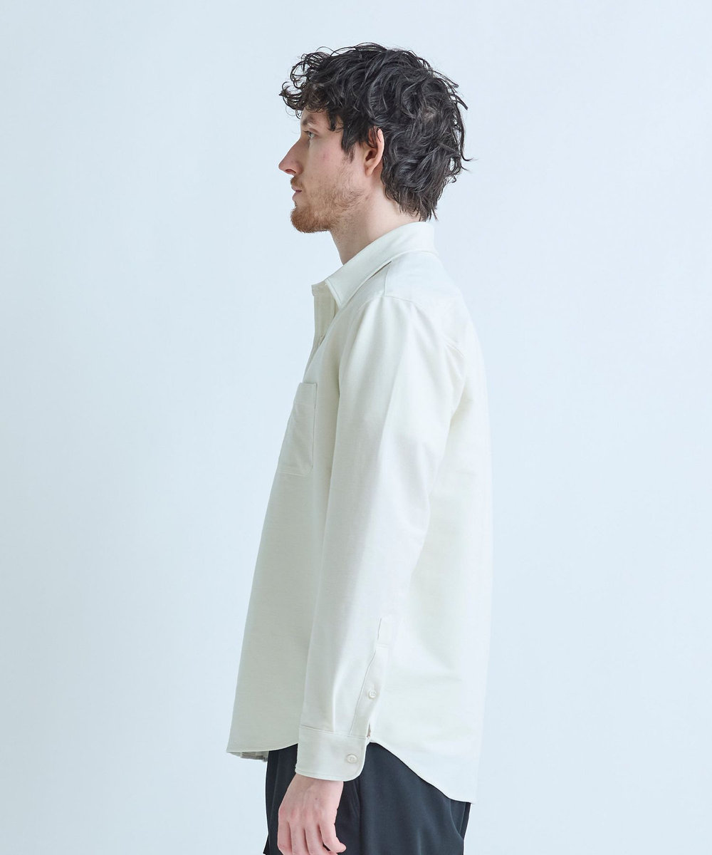 MEN'S BIGI デニムジャージ シャツブルゾン＜ストレッチ＞ ホワイト