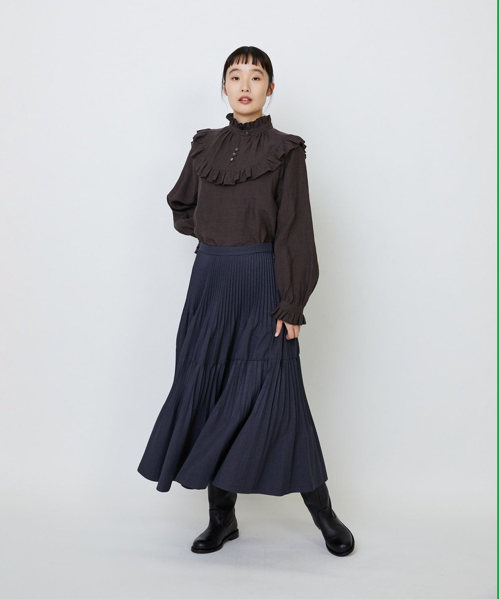LOISIR エステルガンクラブチェックティアードプリーツスカート ブルー系その他