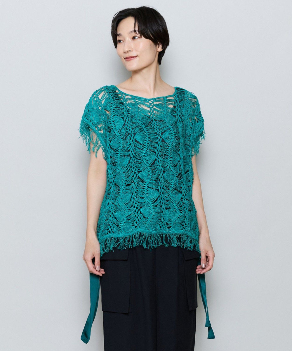 MOGA ヘアピンレースニットトップス グリーン