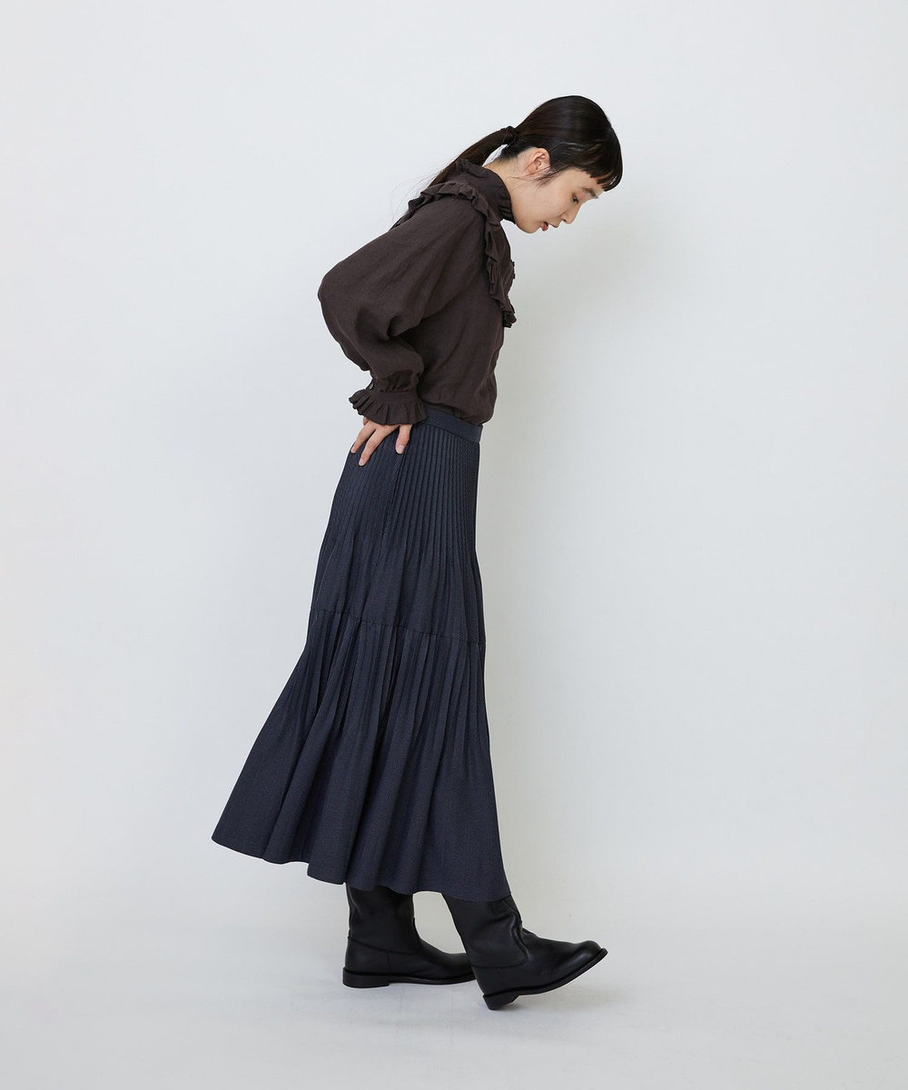 LOISIR エステルガンクラブチェックティアードプリーツスカート ブルー系その他