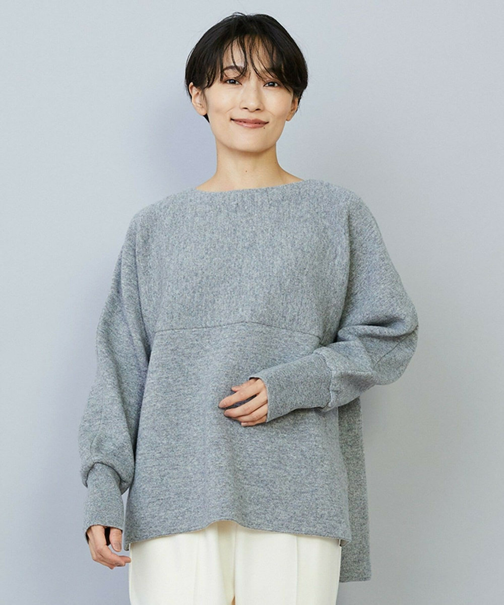 MOGA WOOLEN×AMOSSA ドルマンスリーブ配色ニット グレー系その他